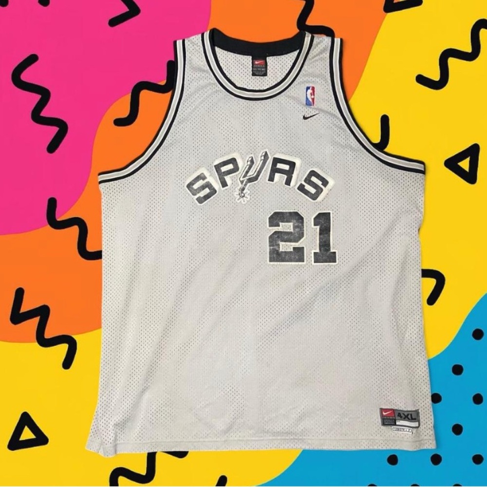 Y2K Nike Spurs Jersey – Tim Duncan 4XL Distressed Vintage NBA Basketball Jersey